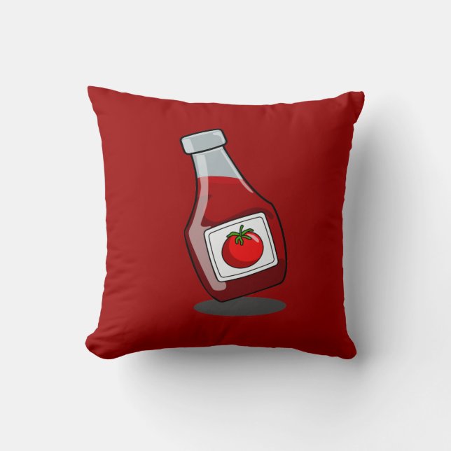 Cartoon Ketchup Bottle Throw Pillow (Front)
