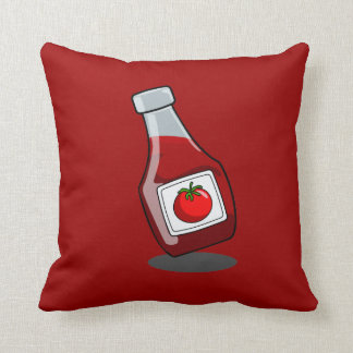 Cartoon Ketchup Bottle Throw Pillow