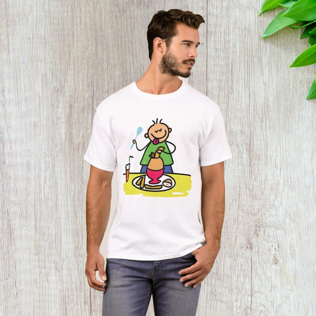 Cartoon Kid Enjoying Meal with Juice and Egg T-Shirt (Creator Uploaded)