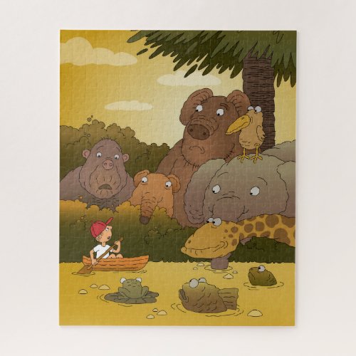 Cartoon Kid Jungle Animals Jigsaw Puzzle