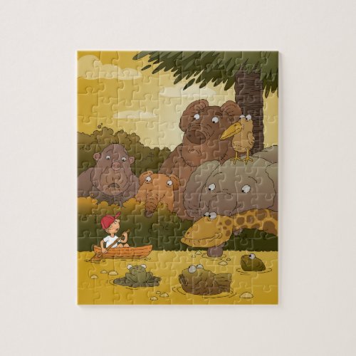 Cartoon Kid Jungle Animals Jigsaw Puzzle