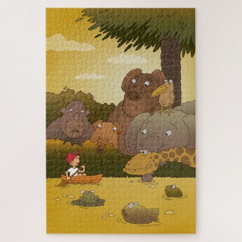 Cartoon Kid Jungle Animals Jigsaw Puzzle