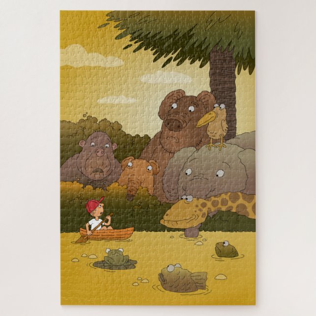 Cartoon Kid Jungle Animals Jigsaw Puzzle (Vertical)