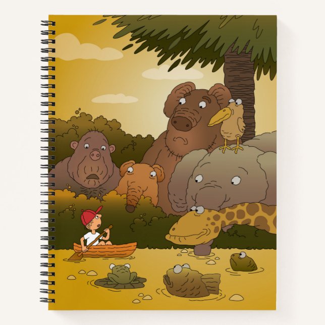 Cartoon Kid Jungle Animals Notebook (Front)