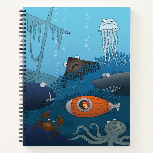 Cartoon Kid Submarine Undersea World Notebook