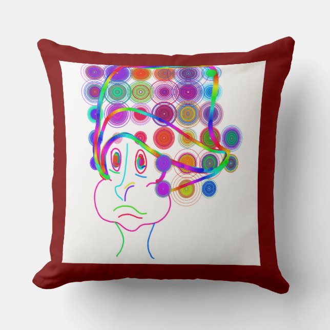 Cartoon Kid with Goofy Hat Throw Pillow (Front)