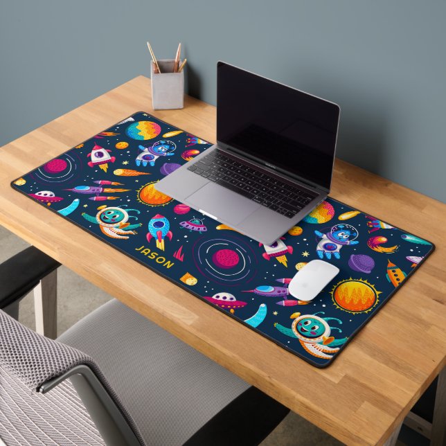 Cartoon kids space and galaxy seamless pattern desk mat (Office 2)