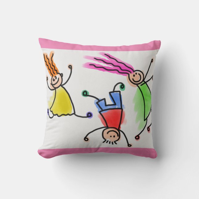 Cartoon kids throw pillow. pillow (Front)