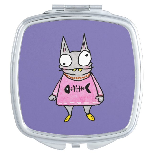 Cartoon Kitten Compact Mirror (Front)