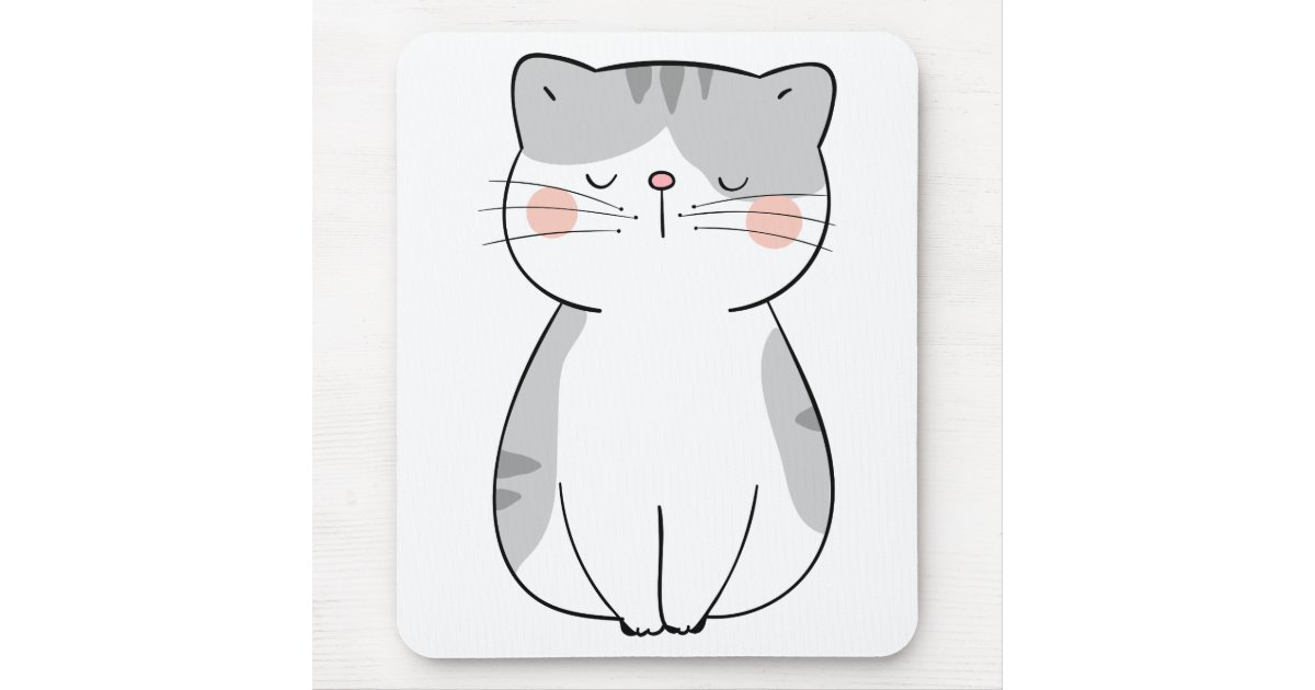 Cartoon Kitten Cute Gray White Tiger Tabby Cat Mouse Pad | Zazzle