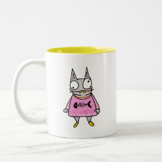 Cartoon Kitten Two-Tone Coffee Mug