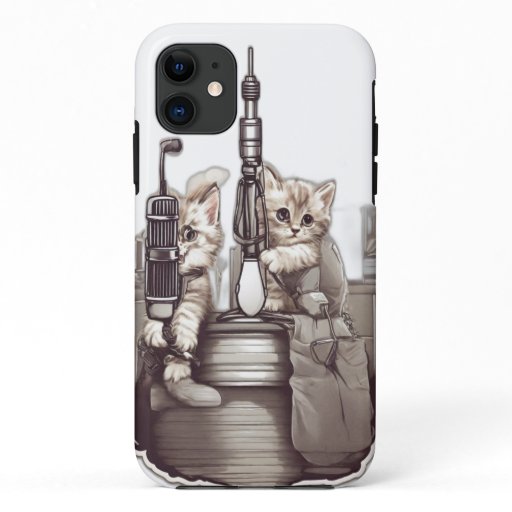 Cartoon Kitten with Glasses iPhone 11 Case