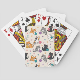 Cartoon Kittens with yarn Poker Cards