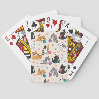 Cartoon Kittens with yarn Poker Cards