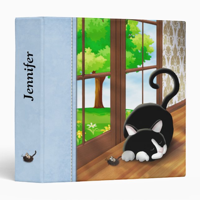 Cartoon Kitty with toy mouse Binder (Front/Spine)