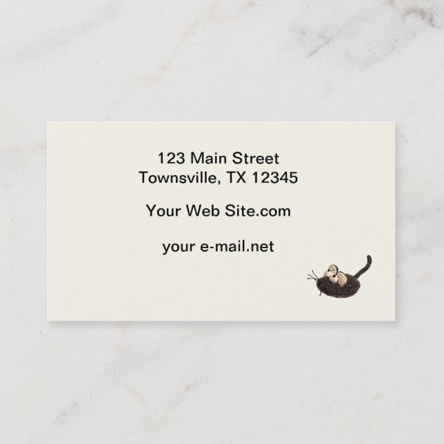 Cartoon Kitty with toy mouse Business Card (Back)