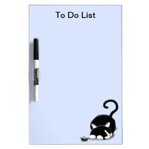 Cartoon Kitty with toy mouse Dry-Erase Board