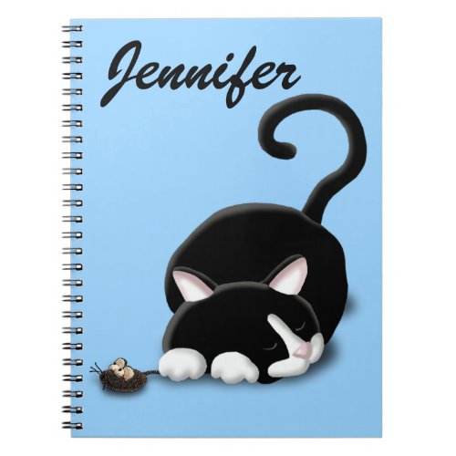 Cartoon Kitty with toy mouse Notebook