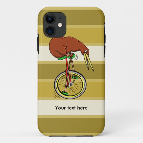 Cartoon Kiwi Bird Unicyling iPhone 11 Case