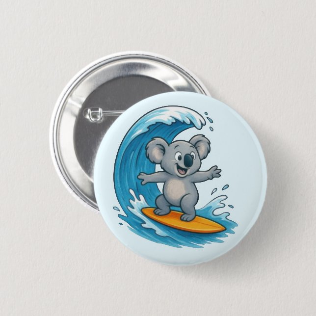 Cartoon Koala Bear Button (Front & Back)