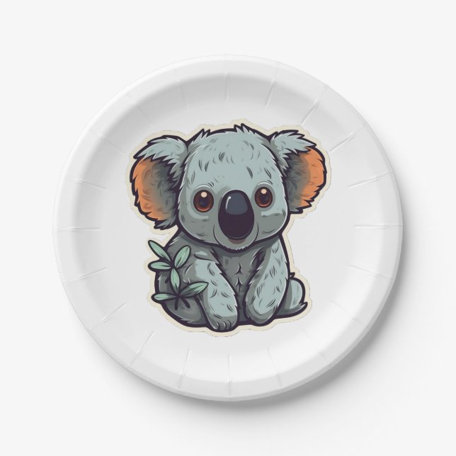 CARTOON KOALA BEAR PAPER PLATES (Front)