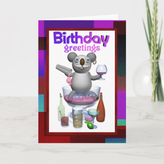 Cartoon Koala Birthday Bartender Blank Inside Card Zazzle Com