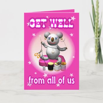Cartoon Koala Get Well Seamtress Card by ValxArt at Zazzle