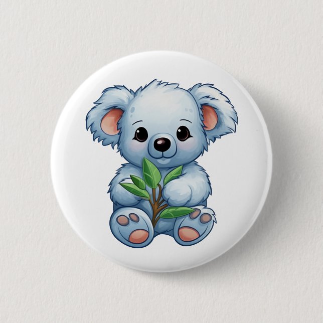 Cartoon koala illustration button (Front)