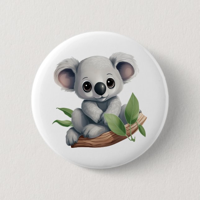 Cartoon koala illustration button (Front)
