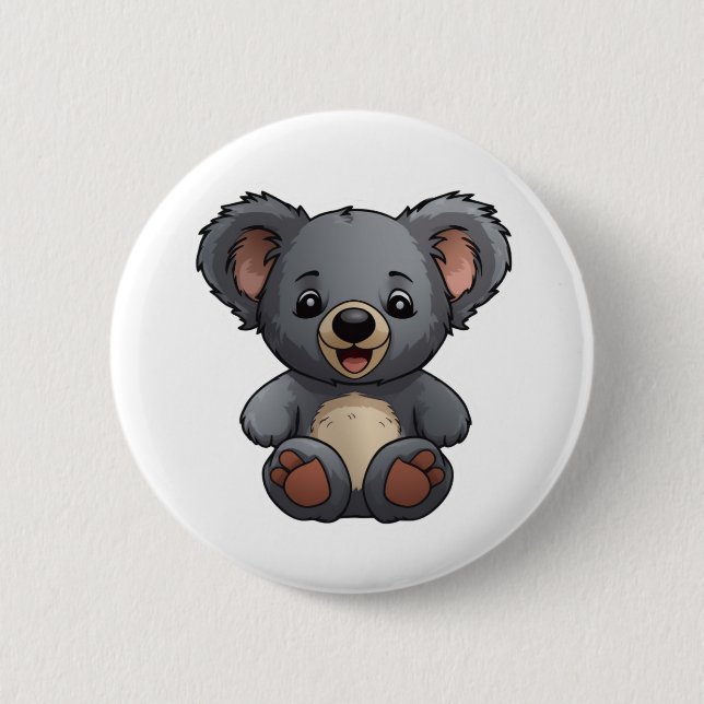 Cartoon koala illustration button (Front)