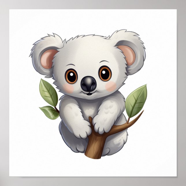 Cartoon koala illustration poster (Front)