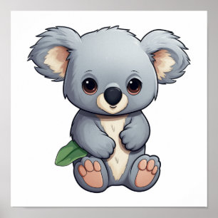 Cartoon koala illustration poster