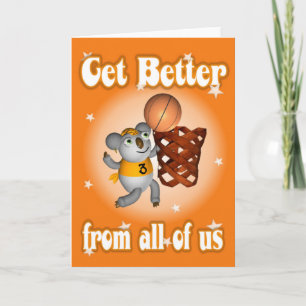 Cartoon Koala Playing Basketball Get well card