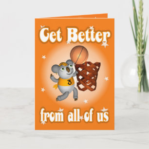 Cartoon Koala Playing Basketball Get well card