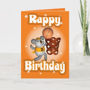 Cartoon Koala Playing Basketball Happy Birthday Card by ValxArt at Zazzle