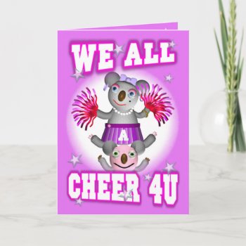 Cartoon Koala We Cheer 4u Get Well Card by ValxArt at Zazzle