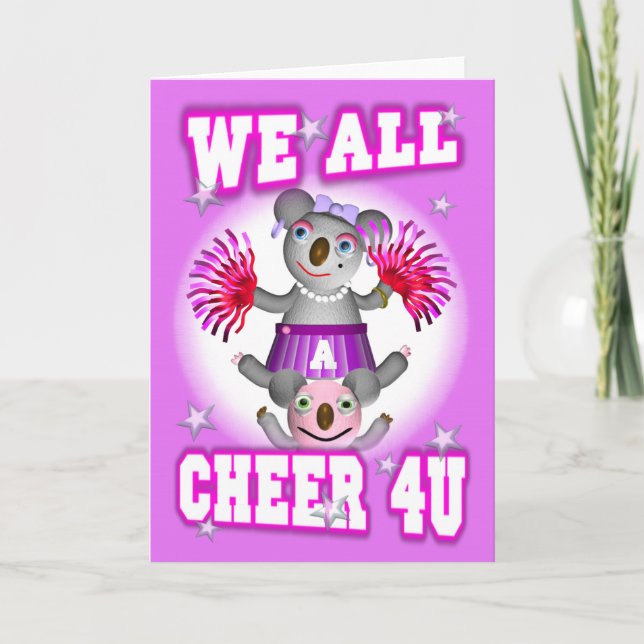 Cartoon Koala We Cheer 4U Get Well Card blank (Front)