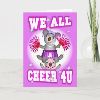 Cartoon Koala We Cheer 4u Get Well Card Blank by ValxArt at Zazzle