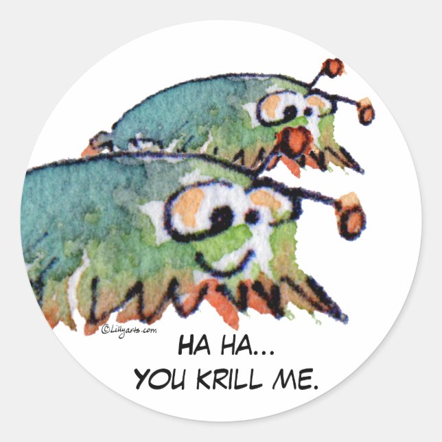 Cartoon Krill Funny Stickers - Customize Text (Front)