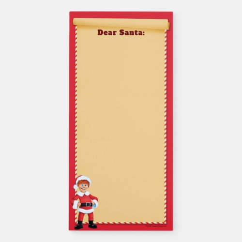 Cartoon Kris Kringle in Red Suit Magnetic Notepad