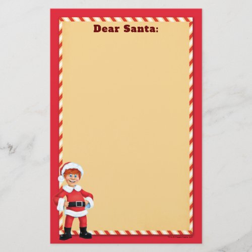 Cartoon Kris Kringle in Red Suit Stationery