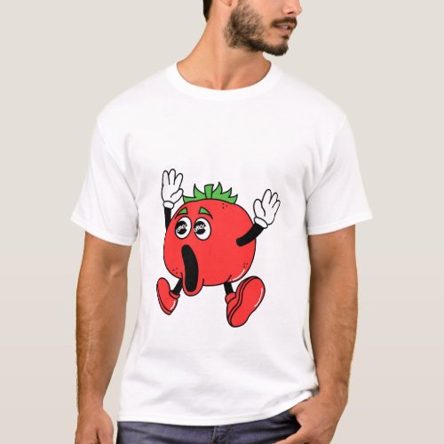 Cartoon La Tomatina Shocked Tomato T_Shirt