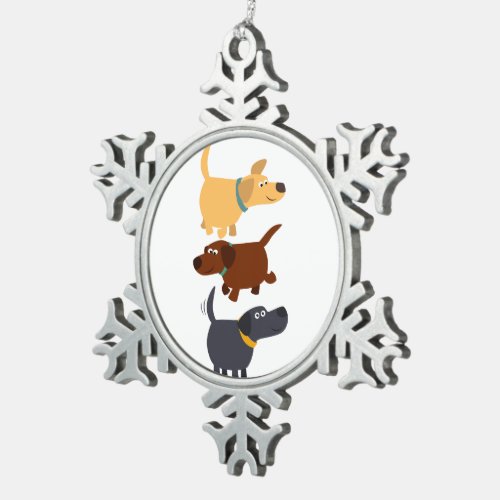 Cartoon Labradors in 3 Flavours Pewter Ornament