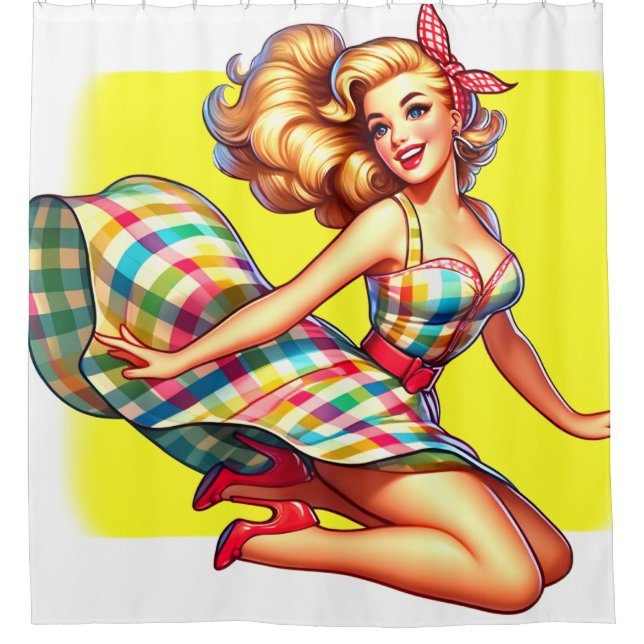 Cartoon Lady Shower Curtain (Front)