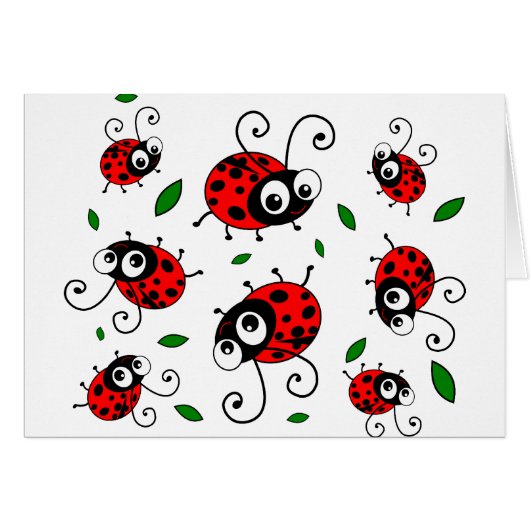 Cartoon ladybugs pattern cards (Front Horizontal)