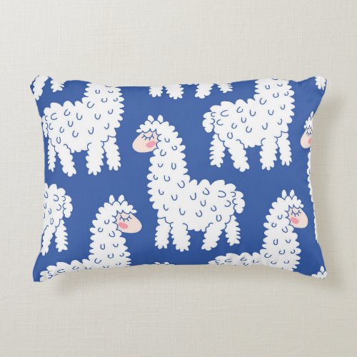 Cartoon lama alpaca vintage pattern accent pillow
