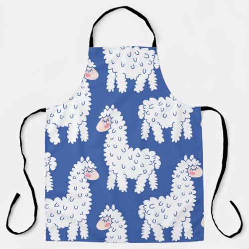 Cartoon lama alpaca vintage pattern apron