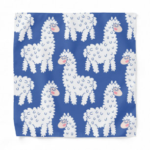 Cartoon lama alpaca, vintage pattern bandana