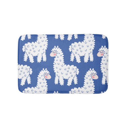 Cartoon lama alpaca vintage pattern bath mat