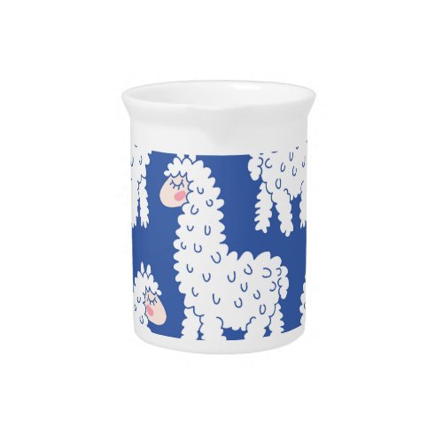 Cartoon lama alpaca vintage pattern beverage pitcher